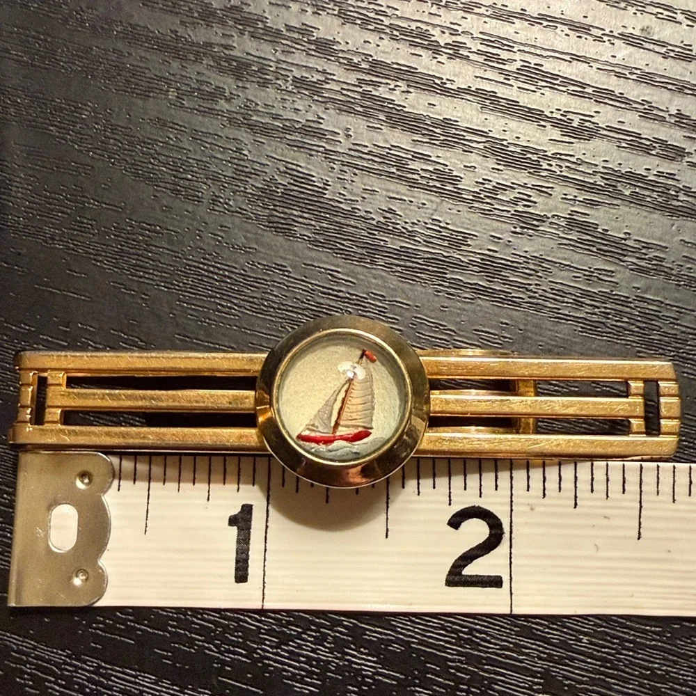 Vintage Anson sailboat tie bar and cufflinks
